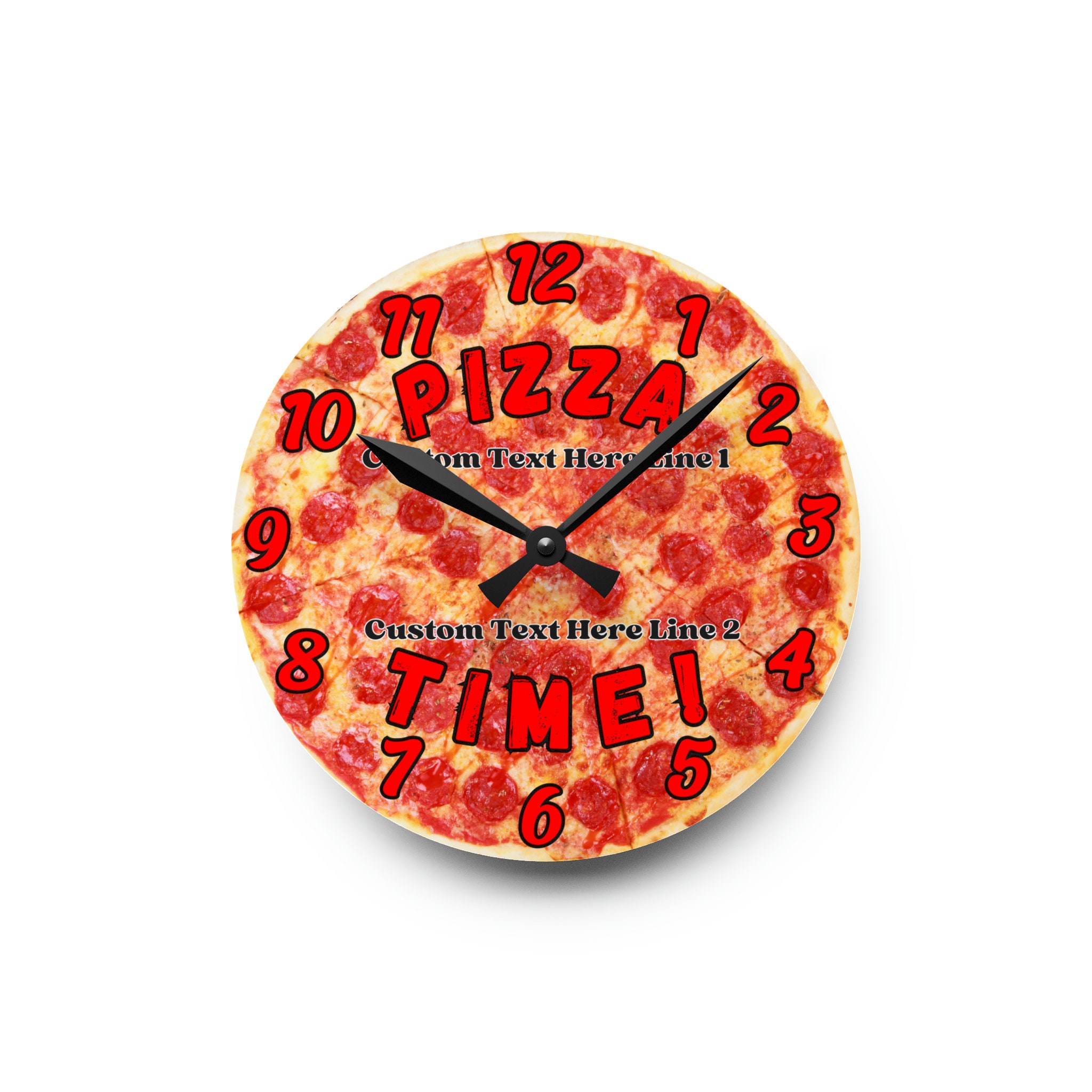 Personalized Pepperoni Pizza Clock, Customized Clock, Custom Pizza Clock, Custom Pizza Art