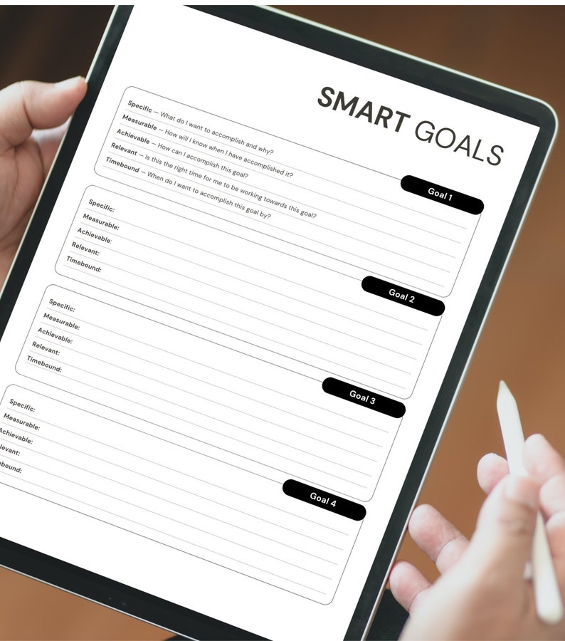 Simple Smart Goal Printable Sheet Fitness Goal Digital Career Goal ...