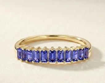 AAAA Tanzanite Ring in 14K Solid Yellow Gold – December Birthstone Engagement & Anniversary Jewelry for Her, Christmas Gift