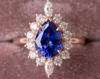 AAAA Tanzanite Engagement Ring, Tanzanite Ring, Tanzanite Wedding Ring, Tanzanite Jewelry, Gift for Her, December Birthstone