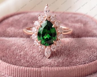 AAAA Tsavorite Garnet ring in 14K Rose Gold, Tsavorite Garnet Ring, Tsavorite Engagement Ring, Tsavorite Jewellery , Gemstone Ring