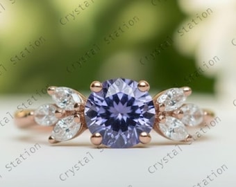 AAAA Tanzanite Solitaire Ring in 14K Solid Yellow Gold, Round cut Tanzanite Ring, Tanzanite Ring, Tanzanite Jewelry, Gemstone ring for Women
