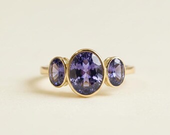AAAA Tanzanite Engagement Ring, Tanzanite Trilogy Ring, Tanzanite Wedding Ring, Tanzanite Jewelry, Gift for Her, December Birthstone