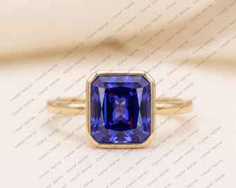 Natural Tanzanite Ring in 14K Rose Gold, Princess cut Tanzanite Ring, Tanzanite Engagement Ring, Tanzanite Jewellery,  Gift for Women
