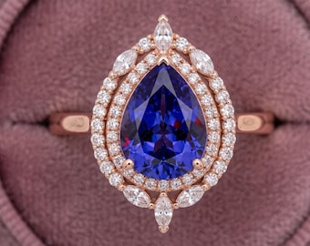 AAAA Tanzanite Ring in 14K Rose Gold, Tanzanite Ring, Tanzanite Jewellery, Marquise cut Tanzanite Ring, Gift for Her, December Birthstone