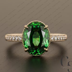 AAAA Natural Tsavorite ring, Oval cut Tsavorite Ring, 14k Solid Gold Ring, Tsavorite Garnet Ring, Green Garnet Ring, January Birthstone