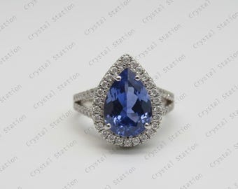 AAAA Tanzanite Ring in 14K Solid White Gold, Tanzanite Ring, Tanzanite Jewelry, Solitaire Ring, Gift for Her, December Birthstone