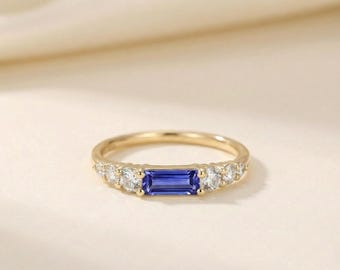 AAAA Tanzanite Ring in 14K Solid Yellow Gold – December Birthstone Engagement & Anniversary Jewelry for Her, Christmas Gift