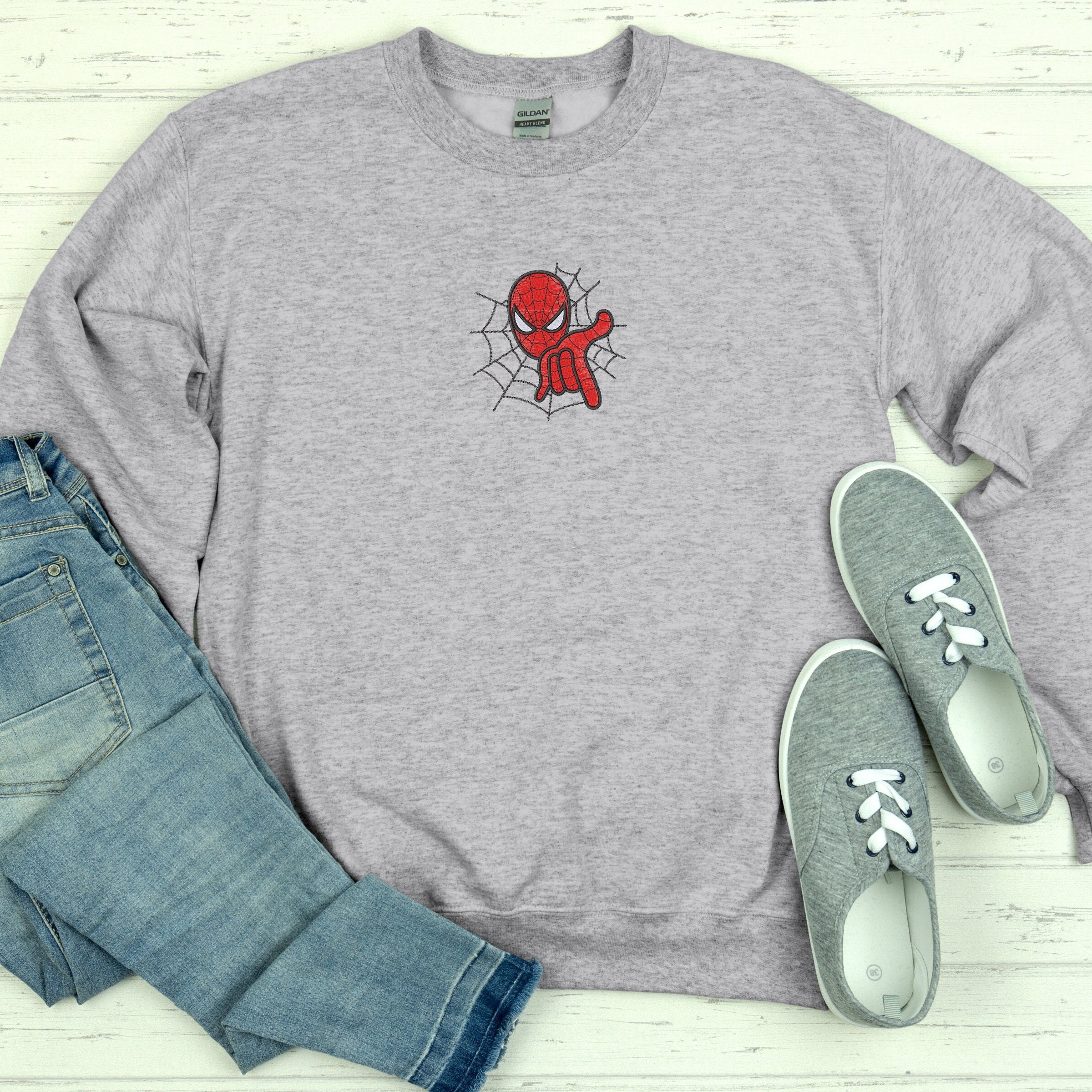 Discover Embroidered Spiderman Sweatshirt, Vintage Shirts, No Way Home Sweatshirt