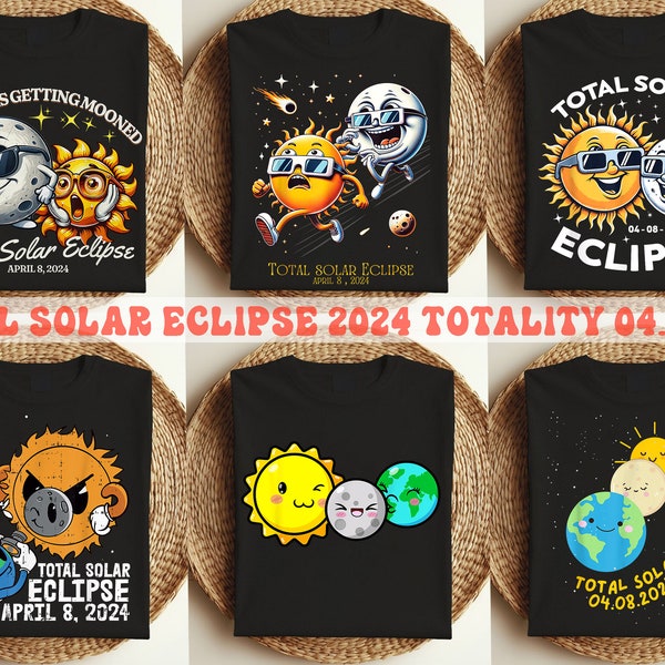 America Totality 04.08.24 Total Solar Eclipse 2024 png Bundle, Hiding Moon png, April 8th 2024 png, Sublimation designs, Instant Download