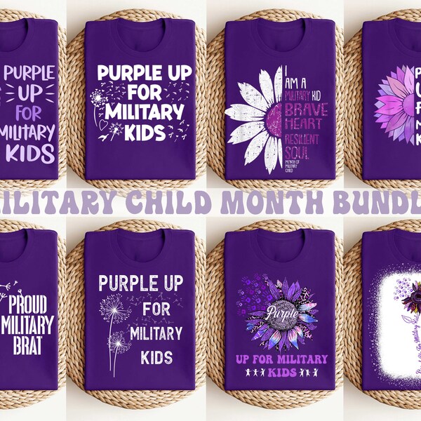 Purple Up For Military Kids Dandelion Png Bundle, Military Child Month Png, Military Kids Awareness Png, Us Flag Png, Raising Dandelions Png