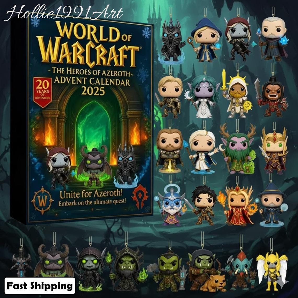 Discover Fantasy Gamer 2025 Christmas Advent Calendar, WOW Heroes Charms Set, 24-Day Countdown Surprise Boxes, Christmas Warriors Gamer Holiday Gifts