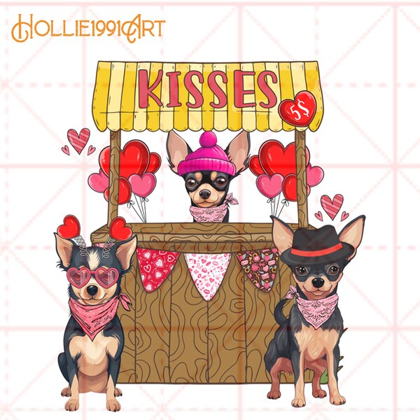 Valentine Chihuahua Kissing Booth PNG, Chihuahua Dog Kisses Png Sublimation, Dog Lover Valentine’s Day Png, Dog Mom Png, Instant Download