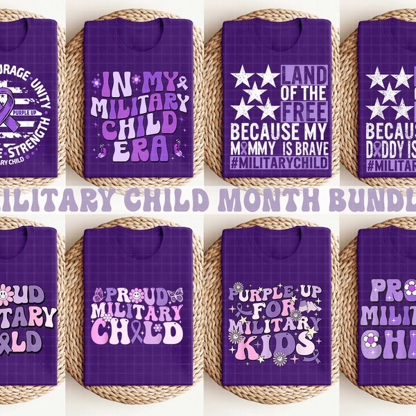 Bundle PNG mauve pour les enfants des militaires, Png du mois des enfants des militaires, Png de sensibilisation des enfants des militaires, Png du drapeau américain, Png enfant militaire fier