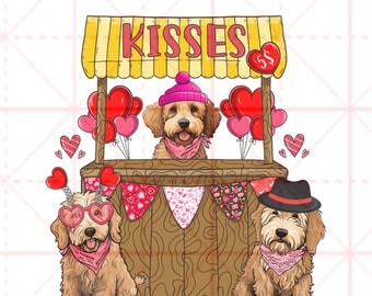Valentine Goldendoodle Kissing Booth PNG, Goldendoodle Dog Kisses Png Sublimation, Dog Lover Valentine Png, Dog Mom Png, Instant Download