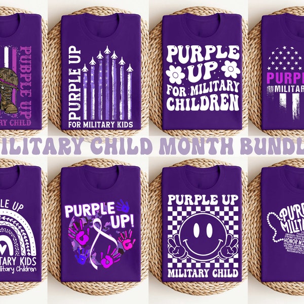 Purple Up For Military Kids Military Child Month Air Force Png Bundle, Military Child Month Png, Military Kids Awareness Png, Us Flag Png