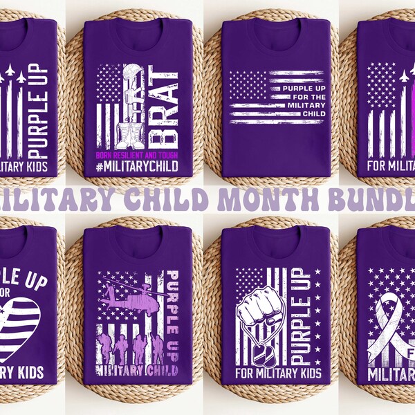Purple Up Military Kids Military Child US Flag Air Force Png Bundle, Military Child Month Png, Military Kids Awareness Png, Us Flag Png