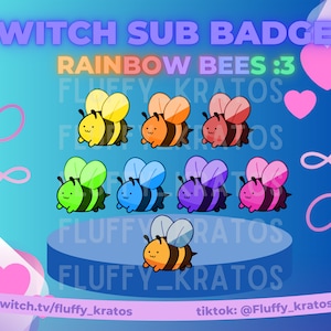 Rainbow Bee Bundle - Twitch Sub Badges