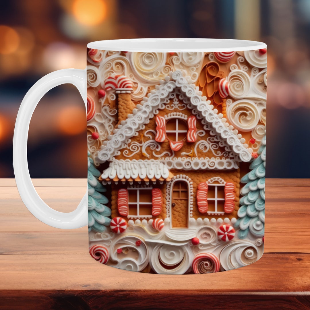 3D Gingerbread House Mug Wrap 11oz and 15oz Mug Sublimation Etsy