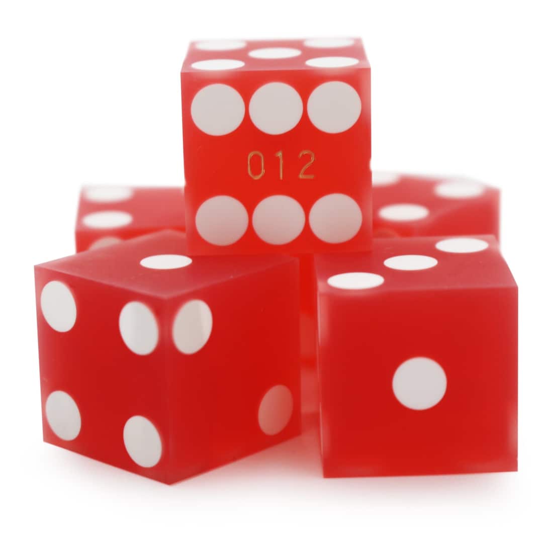 New Casino Dice Sand Finish Red or Green 19mm Professional Craps Size