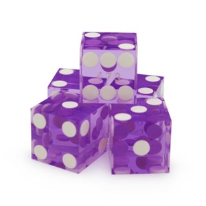 New Casino Dice - Purple 19mm Transparent Professional Craps Size and Quality