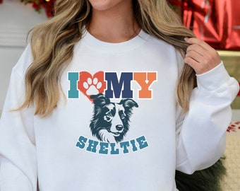 Sheltie lover sweatshirt, Shetland Sheepdog face shirt, Sheltie dog mom birthday, collegiate Sheltie shirt, Sheltie dog lover sweater gift