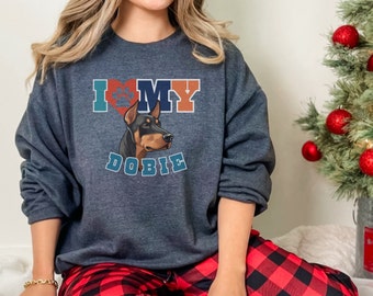 Doberman dog lover sweatshirt, Doberman dog face sweatshirt, Dobie dog mom birthday, Doberman Pinscher shirt, Doberman dog owner shirt gift