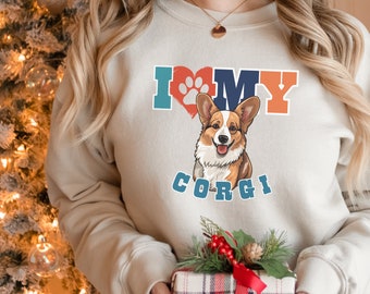 Corgi lover sweatshirt, Pembroke Welsh Corgi face shirt, Corgi dog mom birthday, collegiate Corgi shirt, Corgi dog lover sweatshirt gift