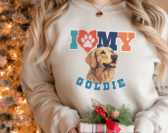 Golden retriever dog lover sweatshirt, Golden retriever dog face shirt, Goldie dog mom birthday, Golden retriever dog owner gift shirt