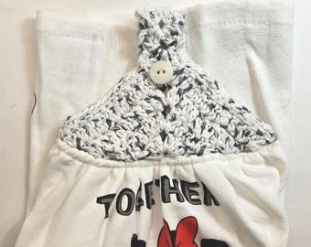 Mickey and Minnie Hand Towel with Crocheted Topper