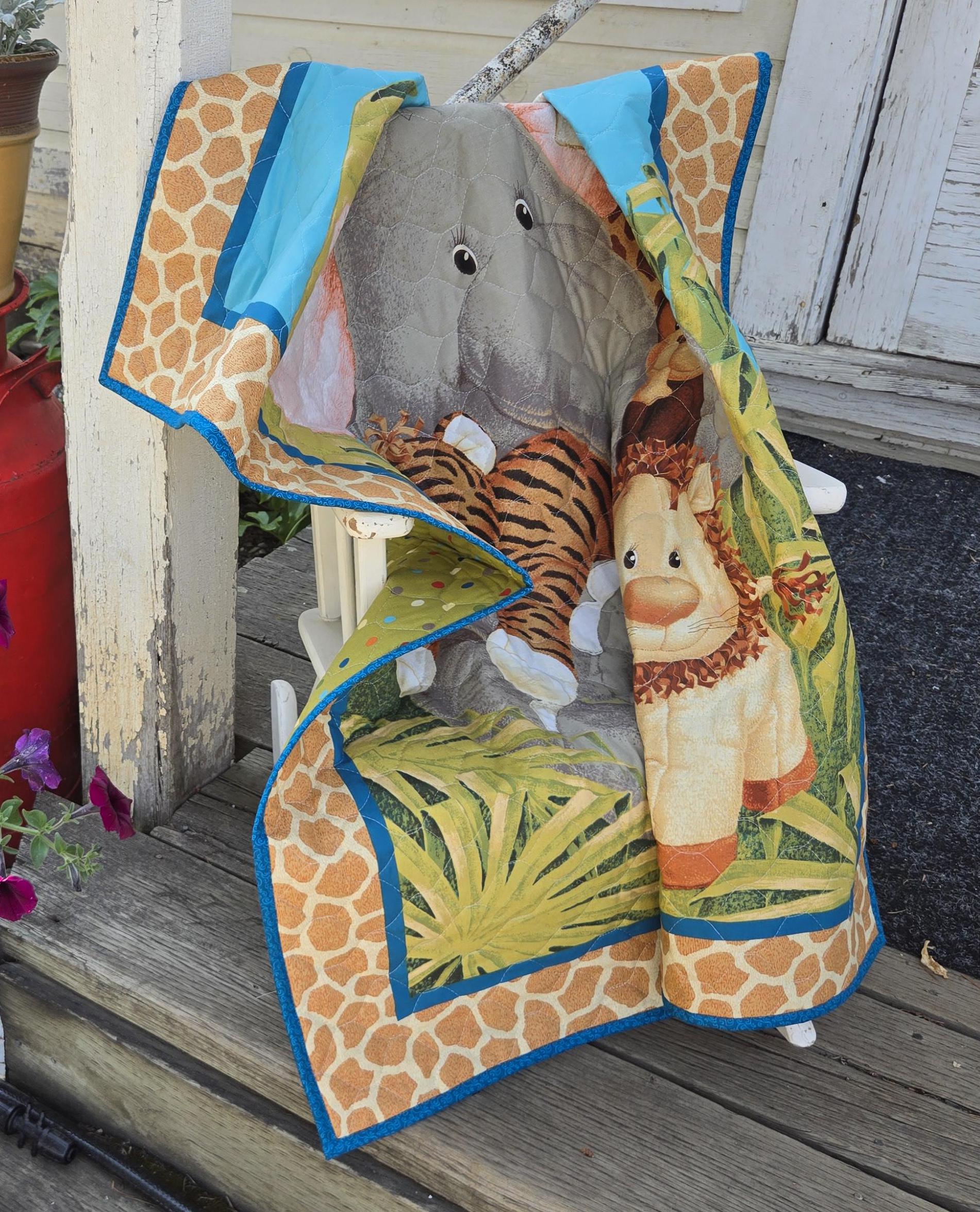 Jungle Animals Baby Quilt, Baby Quilt, Elephant Quilt, Toddler Quilt ...