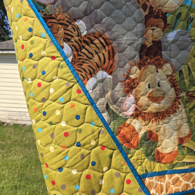 Jungle Animals Baby Quilt, Baby Quilt, Elephant Quilt, Toddler Quilt ...