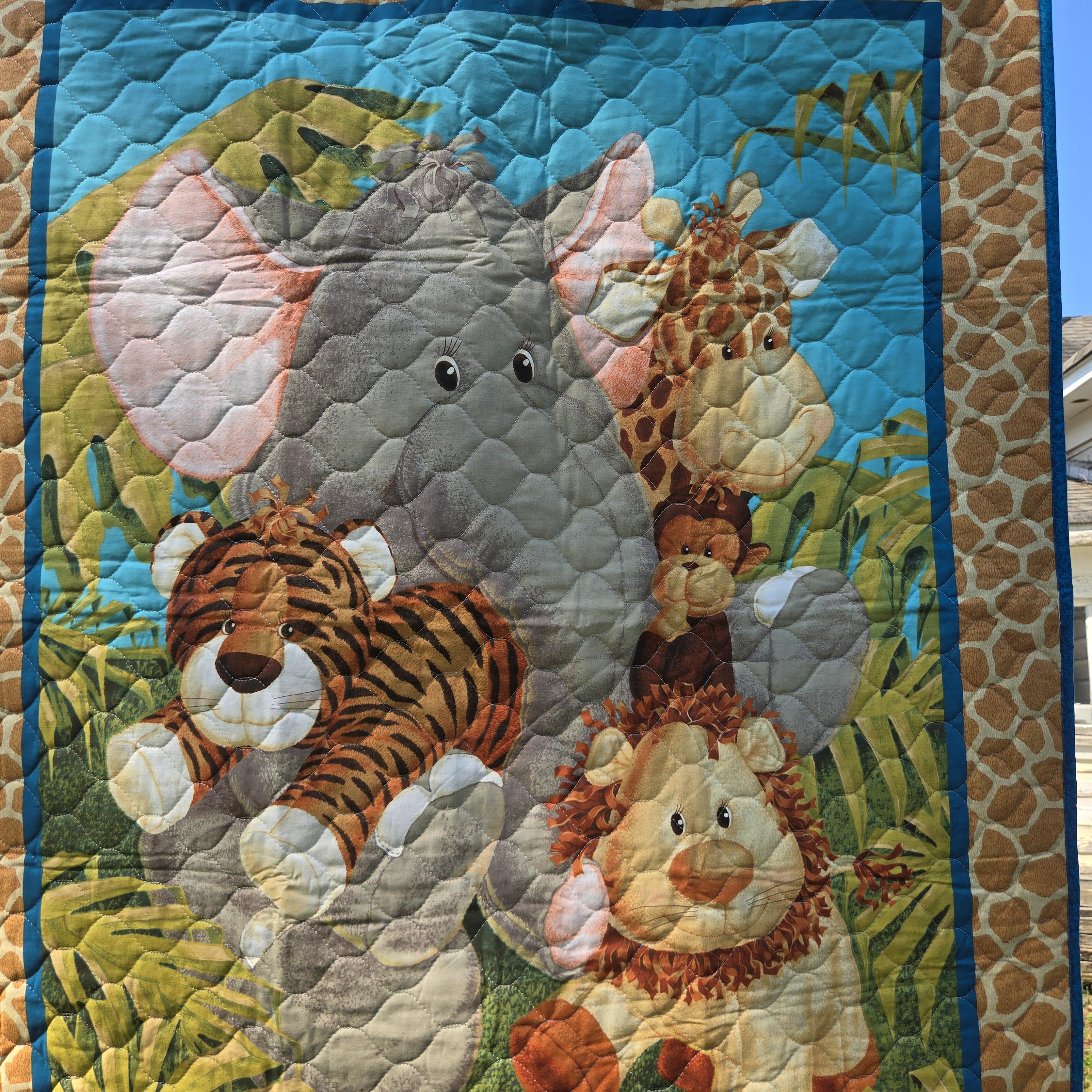 Jungle Animals Baby Quilt, Baby Quilt, Elephant Quilt, Toddler Quilt ...