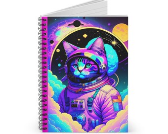 Astrocats Notebook: Major Mittens | Journal | Planner | Spiral-Bound | Lined Notebook | Cat Notebook | Cat Lover Gifts | Astronaut | Space