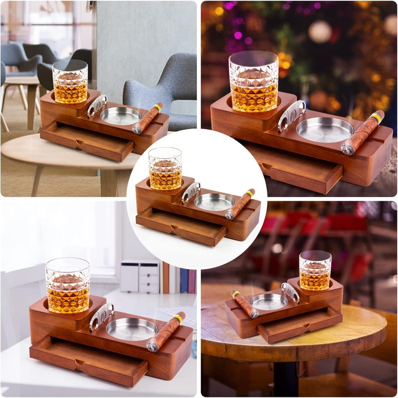 Wooden Cigar Ashtray With Drawer Cigar Holder Cigar Etsy