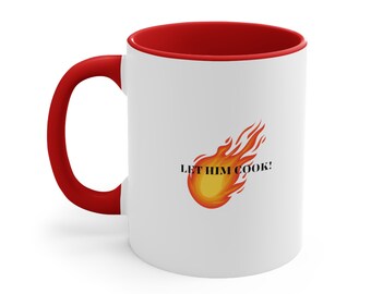 Let Him Cook Graphic Coffee Mug, Two-Tone Accent Mug, 11oz