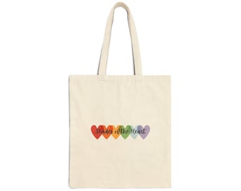 Eco-Friendly Rainbow Canvas Tote Bag: "Shades of the Heart" Design