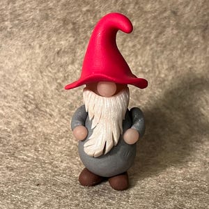 Mini Clay Gnome - Handmade - Tiny Polymer Clay - Miniature Figurine