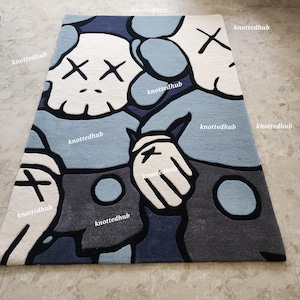 Kaws rug,hand tufted kaws carpet,Handmade 100% Wool Tufted Rugs Brilliant and Attractive Cartoon Character,Anime Rugs For Living Room etc.