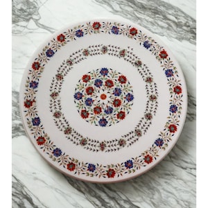 Handmade Marble Inlay Tabletop: Floral Pietra Dura Art, Agra Decor
