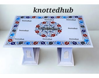 Florale Marmor Inlay Tischplatte: Handgemachte Pietra Dura Art