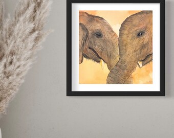 Original Watercolor Elephants