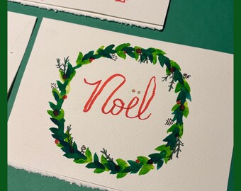 Hand Painted Watercolor Christmas Cards  Holiday Card 6 Set