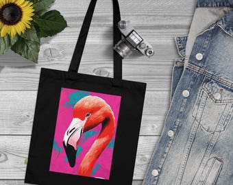 Vibrant Pink Flamingo Organic Cotton Tote