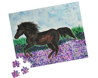 Black Beauty Horse Puzzle: Galloping Through Flower Fields
