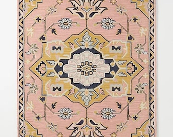 Caro Pink Handmade Tufted New Zealand Woolen Area Rug For Bedroom Livingroom Office 5x8 8x10 9x12