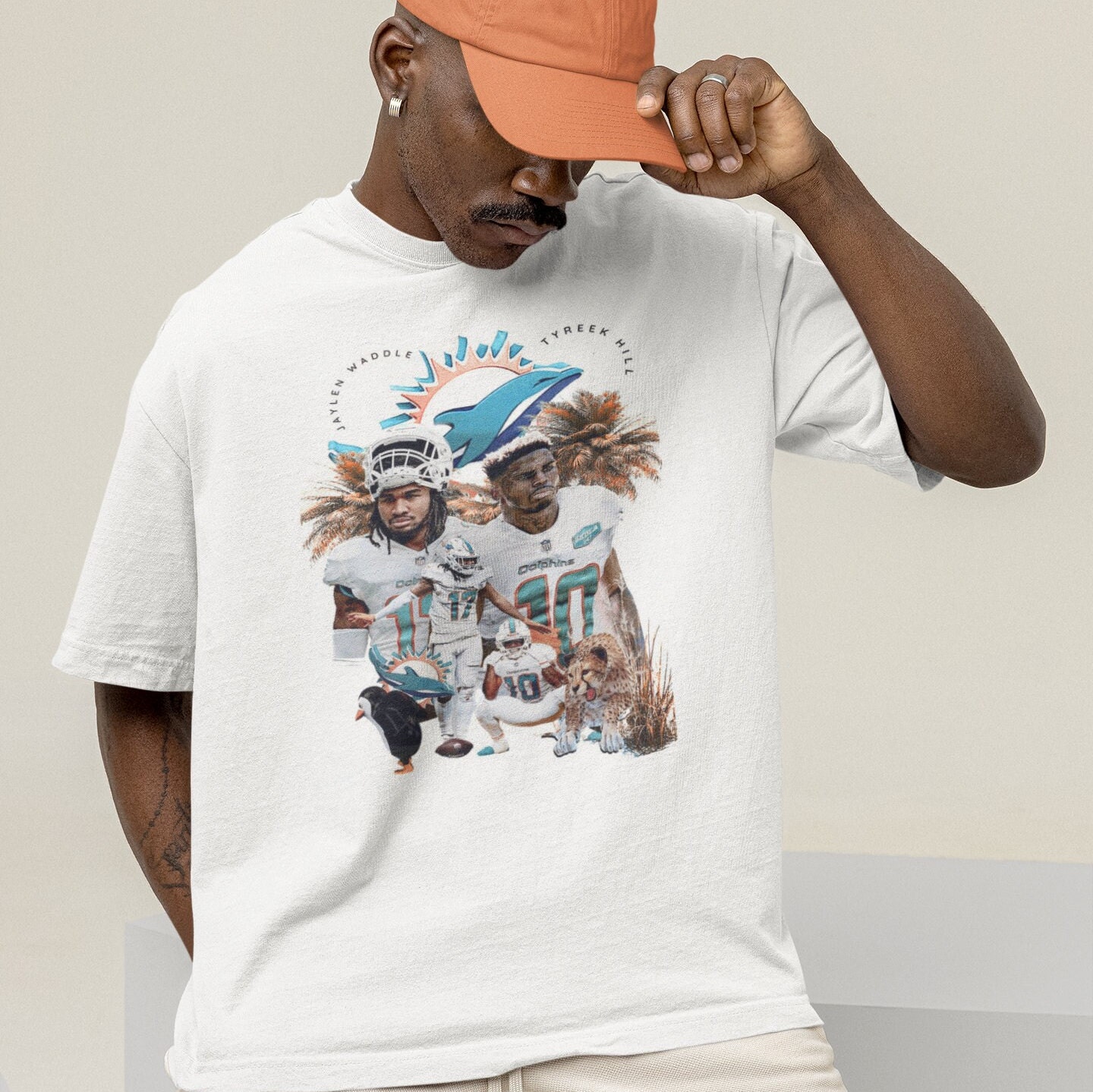 Jaylen Waddle Miami Dolphins Men's by One Color T-Shirt - Ash