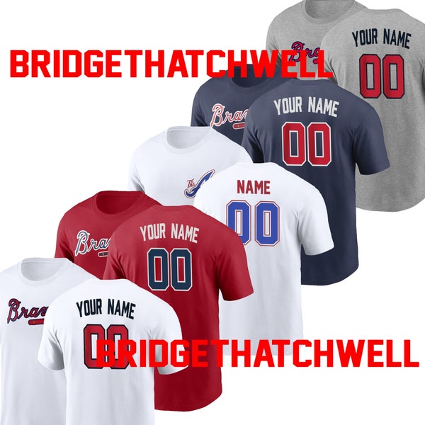 Custom Atlanta Team Baseball Name & Number T-Shirt, Baseball Team Name Atlanta Shirt, Baseball Atlanta Shirt Gift, Custom Atlanta Gift Tee