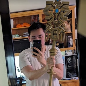 Final Fantasy XIV Graha Tia Staff | Crystal Exarch 3D Print/Handmade Cosplay Prop for Cosplay and Conventions | Video Game Costume Accessory