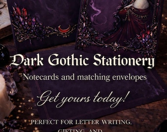 Lilith Ritual Stationery Set, Gothic Notecards and Envelopes, Shadow Work Writing Kit, Dark Feminine Journaling Printable
